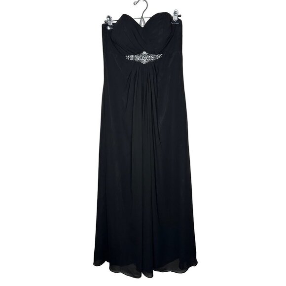 Bill Levkoff black strapless long dress with rhinestones size 10 new year formal - Picture 1 of 16